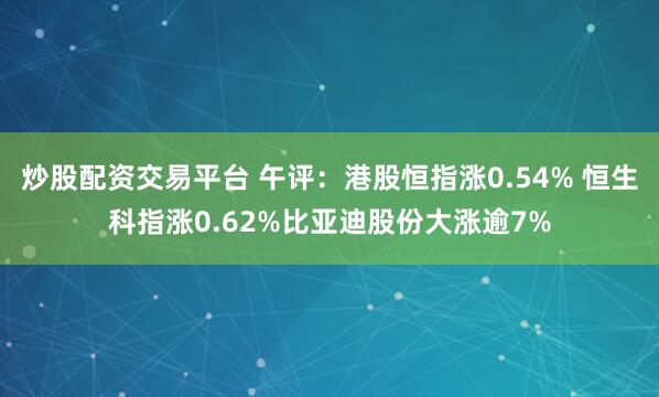 炒股配资交易平台 午评：港股恒指涨0.54% 恒生科指涨0.62%比亚迪股份大涨逾7%