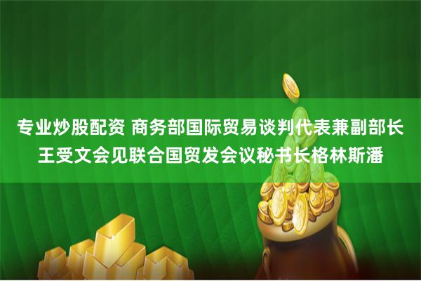 专业炒股配资 商务部国际贸易谈判代表兼副部长王受文会见联合国贸发会议秘书长格林斯潘